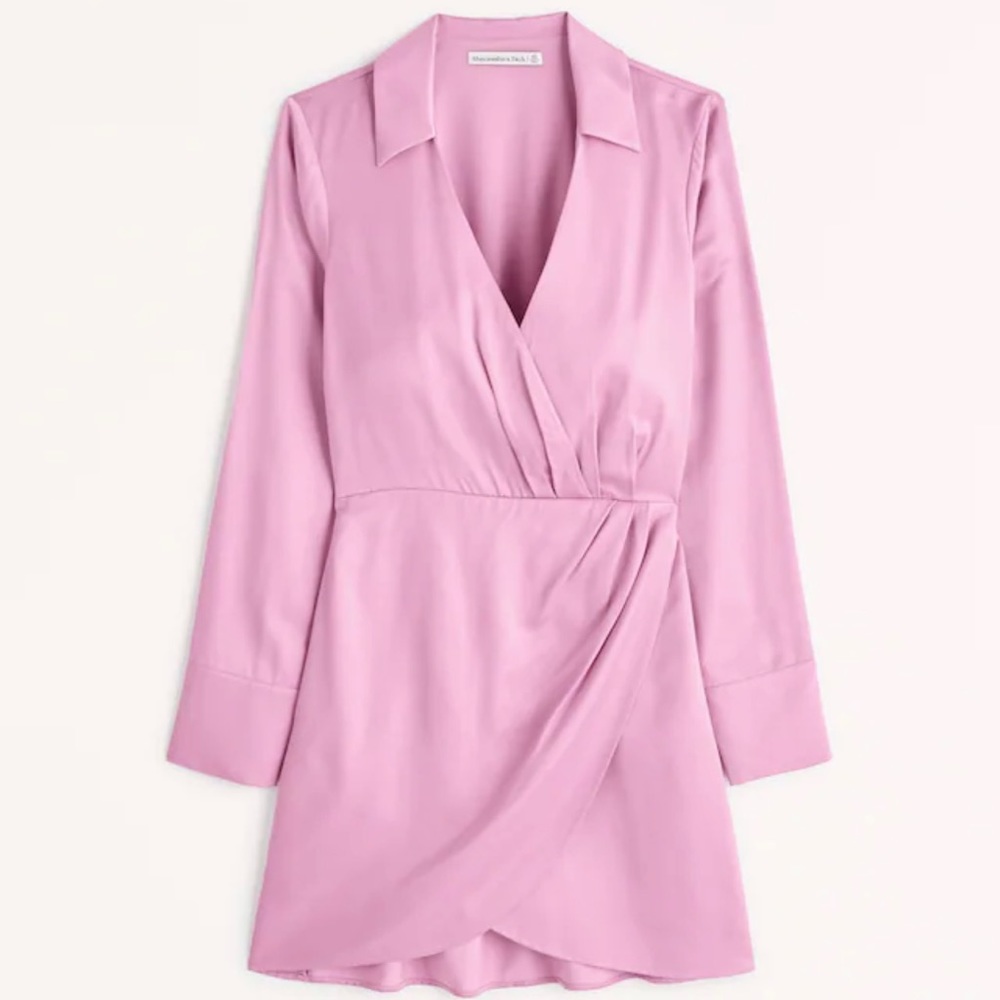 Abercrombie & Fitch Long Sleeve Satin Shirt Dress